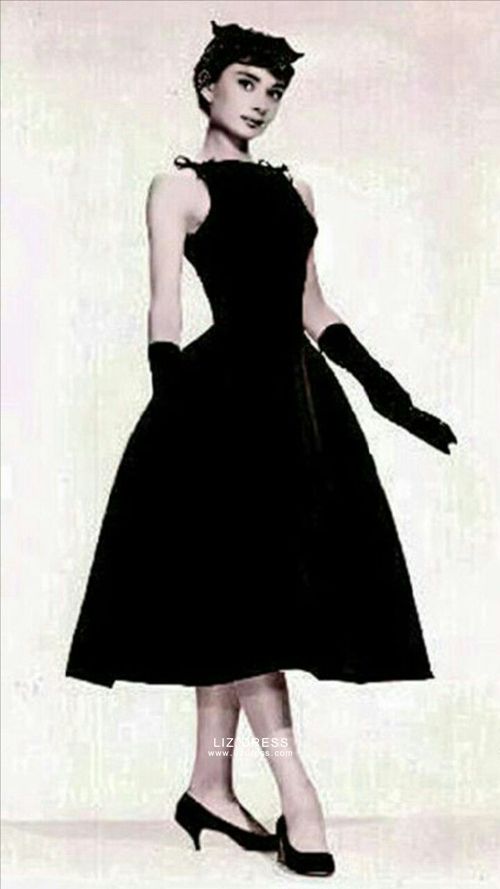 Audrey Hepburn Little Black Tea length 1950s Celebrity Dress Sabrina