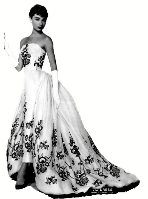 Cathedral copy Bone Audrey Hepburn Sabrina Vintage Wedding Dress 1950s Movie