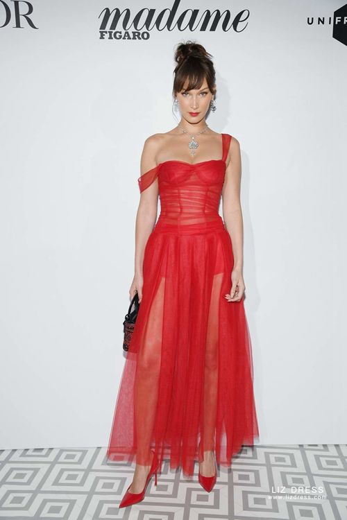 red tulle dress