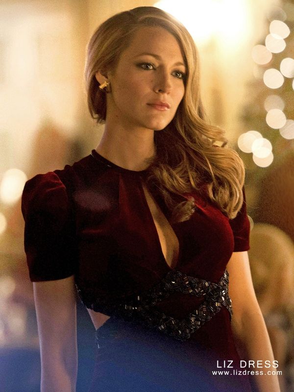 Blake Lively Age Of Adaline Burgundy Velvet Dress