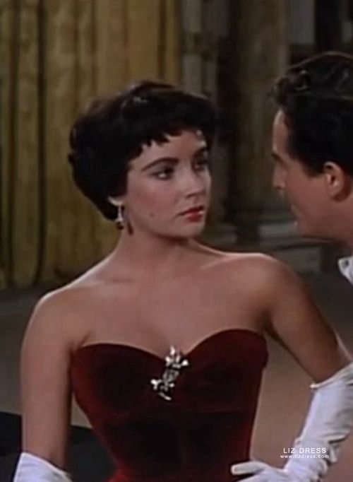 Burgundy Red Celebrity Dress in 1950s Movie "Rhapsody"