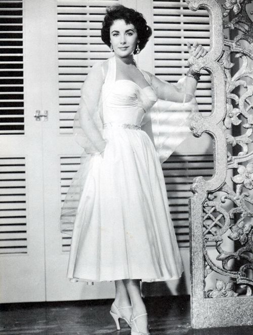 Elizabeth Taylor Inspired Short White Halter Vintage 1950s Dress