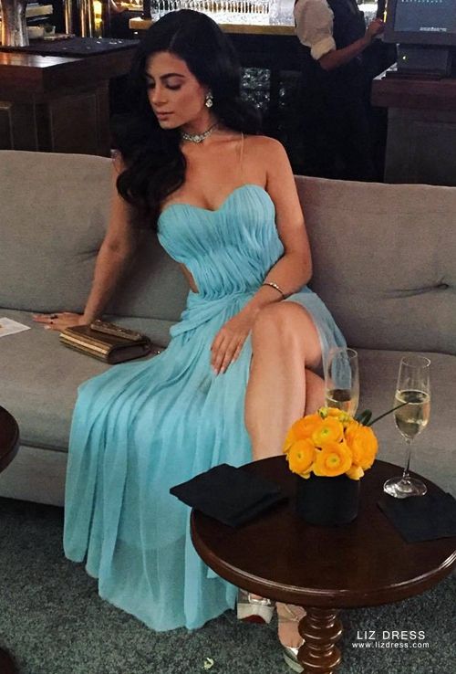 Blue Chiffon Cocktail Dresses