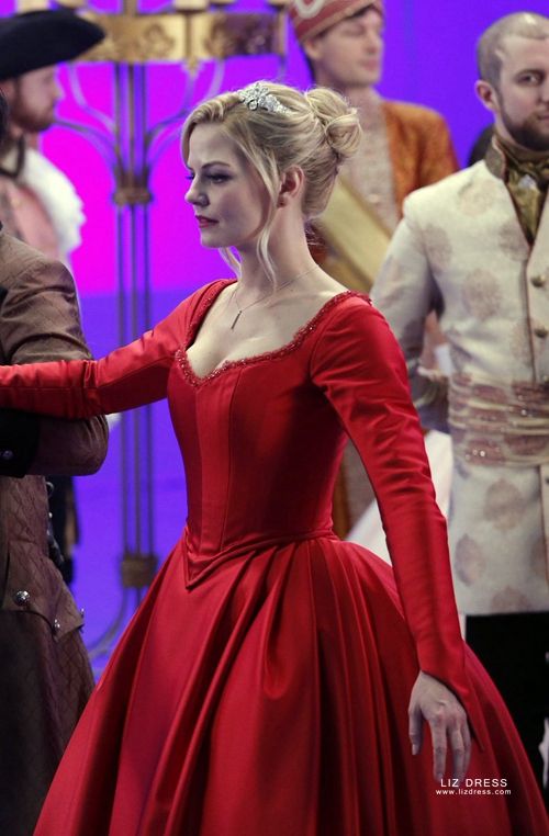Jennifer Morrison Emma Swan Red Long-sleeve Ball Gown Dress Once Upon a Time