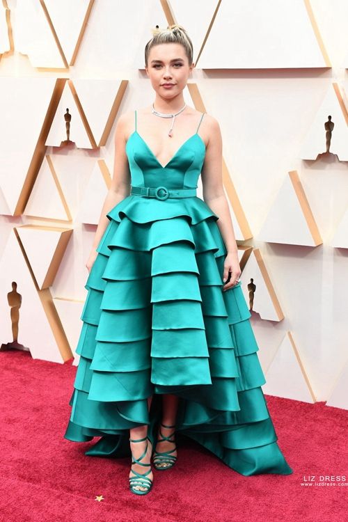 teal dress red carpet