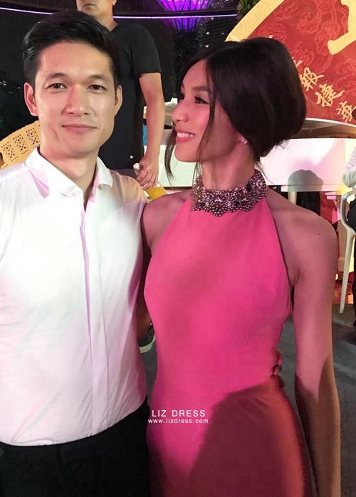 Gemma Chan Pink Formal Prom Celebrity Dress Crazy Rich Asians
