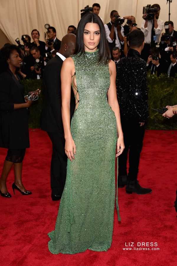 Kendall Jenner Green Celebrity Prom Dress Met Gala 2015