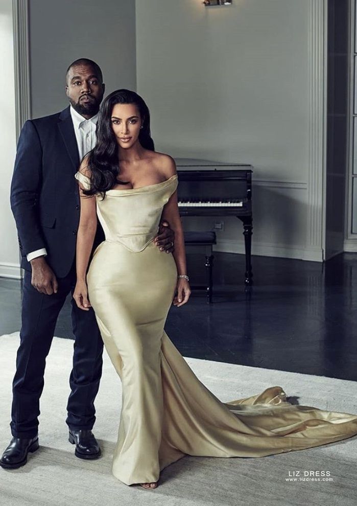 kim kardashian champagne dress