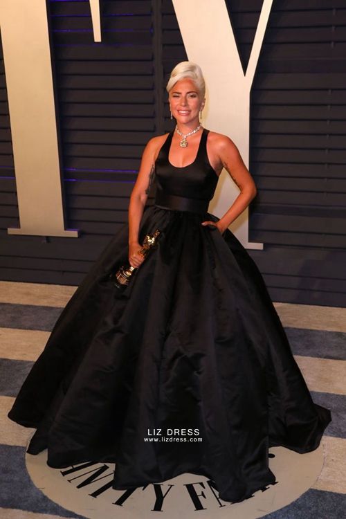Lady Gaga Black Satin Ball Gown Celebrity Dress Vanity Fair Oscar 2019 Party