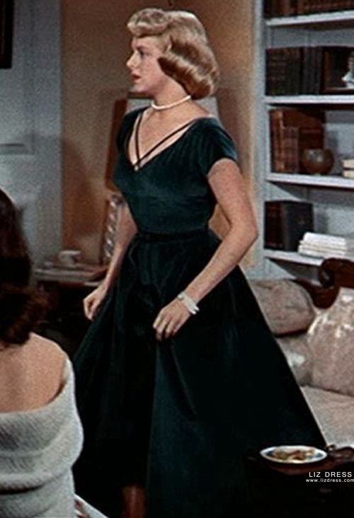 Rosemary Clooney Green Velvet Dress. white christmas blue dress. 