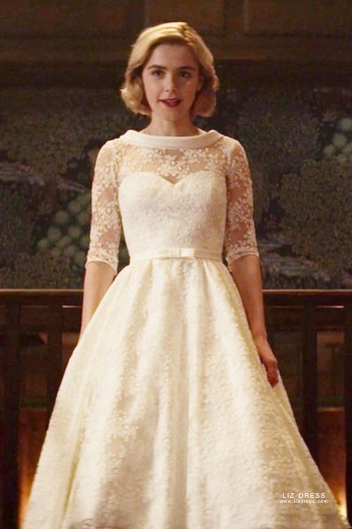 Sabrina White Lace Tea-length Dress 