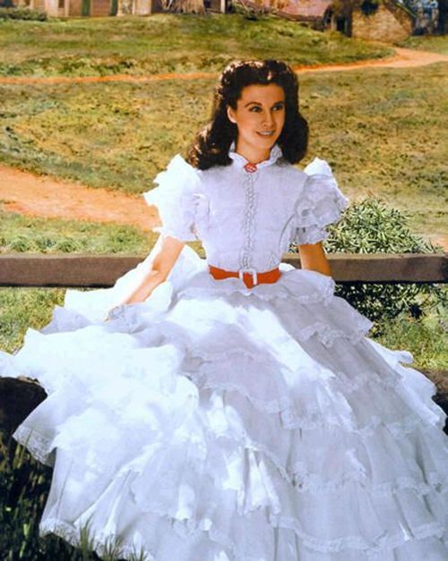 Vivien Leigh Scarlett O'Hara White Ruffled Dress Gone With The Wind Costumes