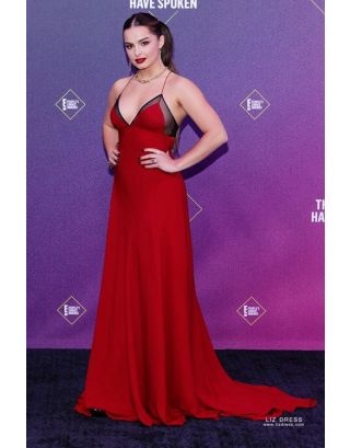 Ana de Armas Red Halter Backless Chiffon Celebrity Formal Prom Dress  Entering Red