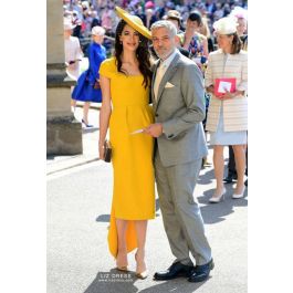 Amal Clooney Short Yellow Celebrity Dress Royal Wedding