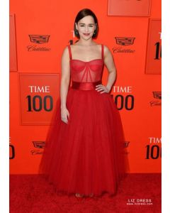 Emilia Clarke Red Tulle Formal Celebrity Dress TIME 100 Gala 2019