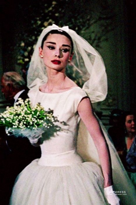 Audrey Hepburn Tea length Tulle Ball Gown Vintage 1950s Wedding