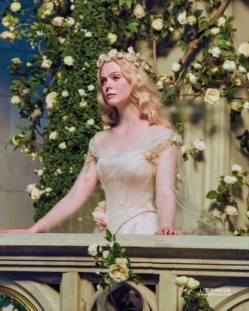 Fanning Aurora Off-the-shoulder Tulle Wedding Dress in Movie Maleficent 2