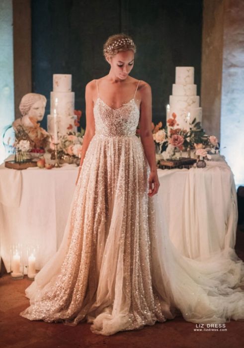 Sequin deals reception dress