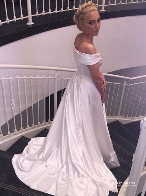 white satin evening dress