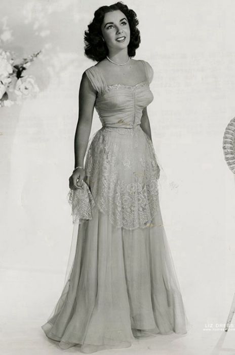 Elizabeth Taylor Blue 1950s Vintage Celebrity Formal Dress In Movie A Date With Judy