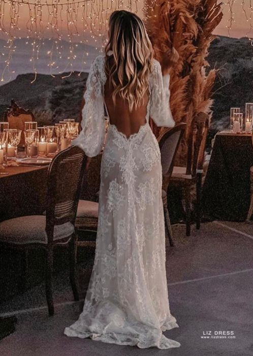 celebrity long sleeve wedding dress