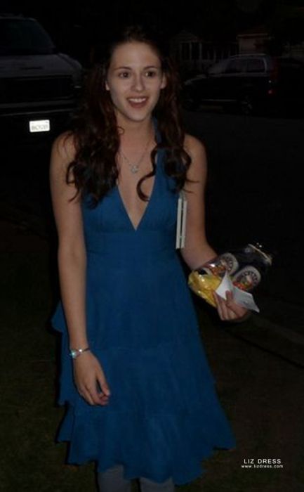 Bella Swan Blue Halter Chiffon Tiered Celebrity Prom Party Dress in Movie