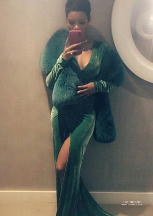 Long sleeve v neck velvet dress shop