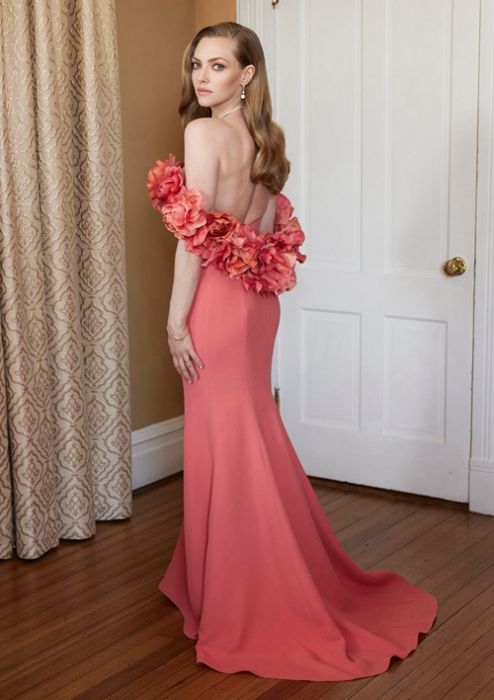 Off-shoulder A-line Peach Velvet & Tulle Bridesmaid Dress - VQ