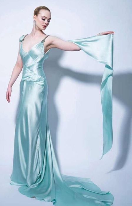 light blue satin dress