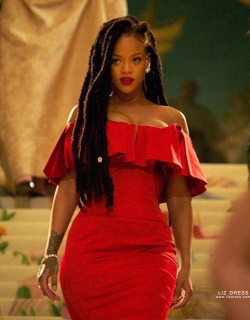 rihanna red dress