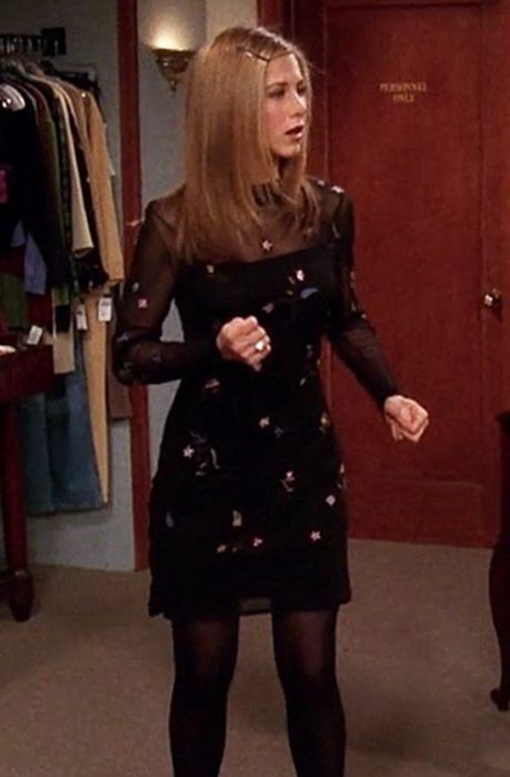Rachel Green Black Printed Chiffon Dress Friends