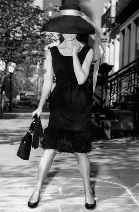 Audrey Hepburn Little Black Fringe Dress in 1950s Movie Breakfast