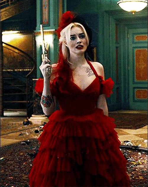Margot Robbie Harley Quinn Red Dress in Movie The Suicide Squad