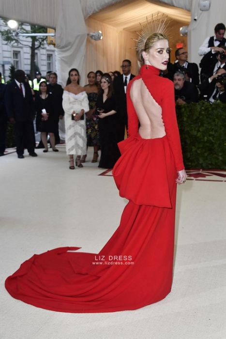 Buy > red backless gown > in stock