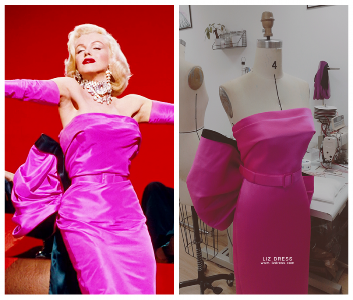 Marilyn Monroe Pink Dress with Bow Gentlemen Prefer Blondes