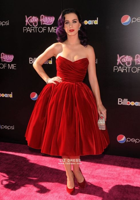 Katy Perry Strapless Ball Formal Celebrity Dress