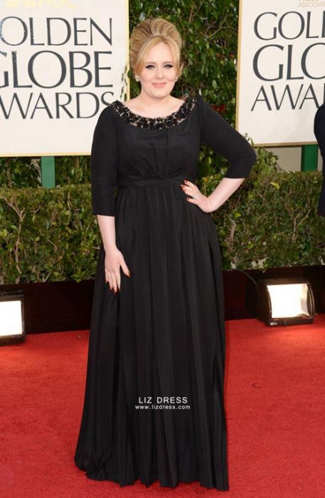 Adele Black Plus Size Formal Celebrity Dress Golden Globes 2013