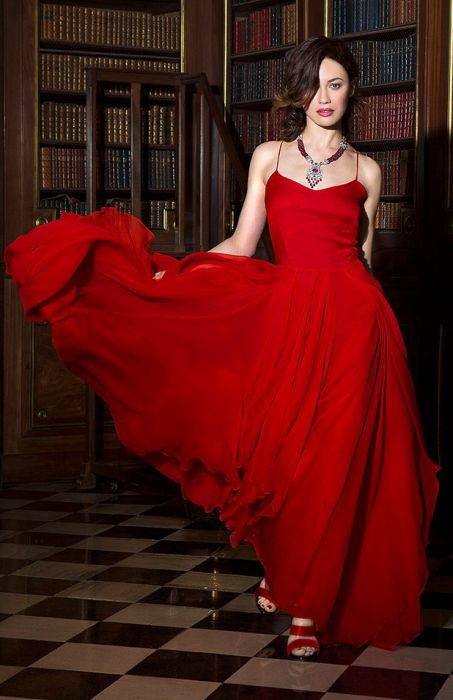 girl in red gown