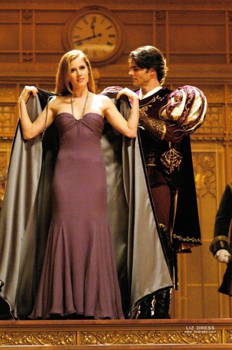 Amy Adams Purple Halter Chiffon Formal Celebrity Dress in Movie Enchanted