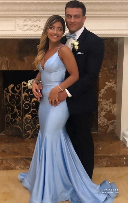 baby blue prom dress mermaid