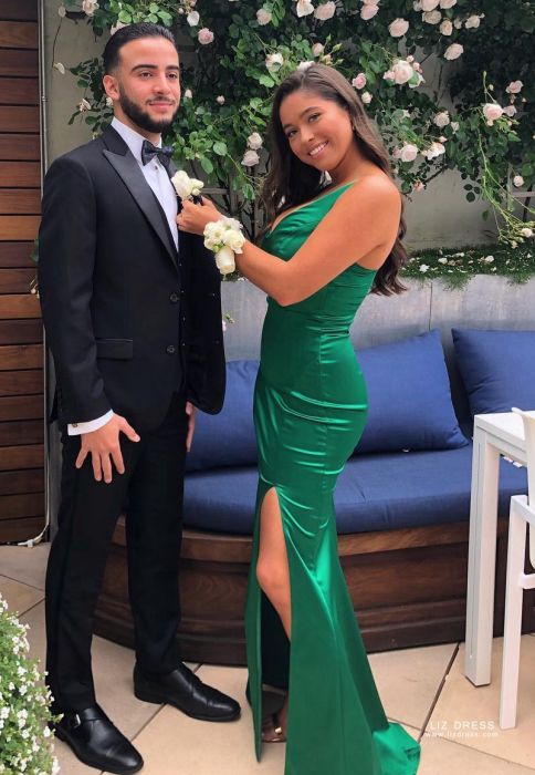 emerald green dress formal