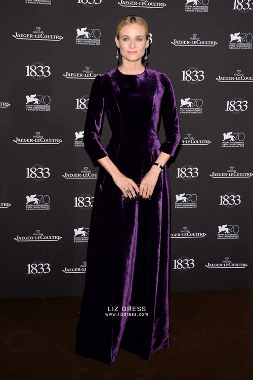 long purple velvet dress